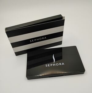 Sephora Black Compact Palette With Striped Box 4"×2.5" BRAND NEW IN THE BOX
